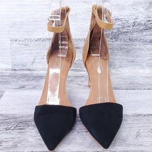NEW Jeffrey Campbell Solitaire Pump Tan Black 7.5